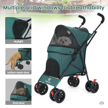 Outdoor Pet Stroller Cat Dog Travel Breathable Pet Stroller Lightweight Folding Universal Wheels Small Medium Pet Stroller