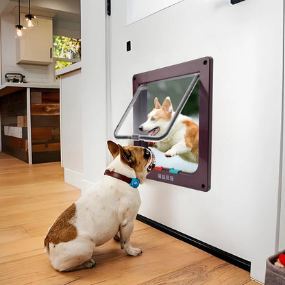 Dog Cat Flap Door Plastic In & Out  Door with 4 Way Security Lock Weatherproof
