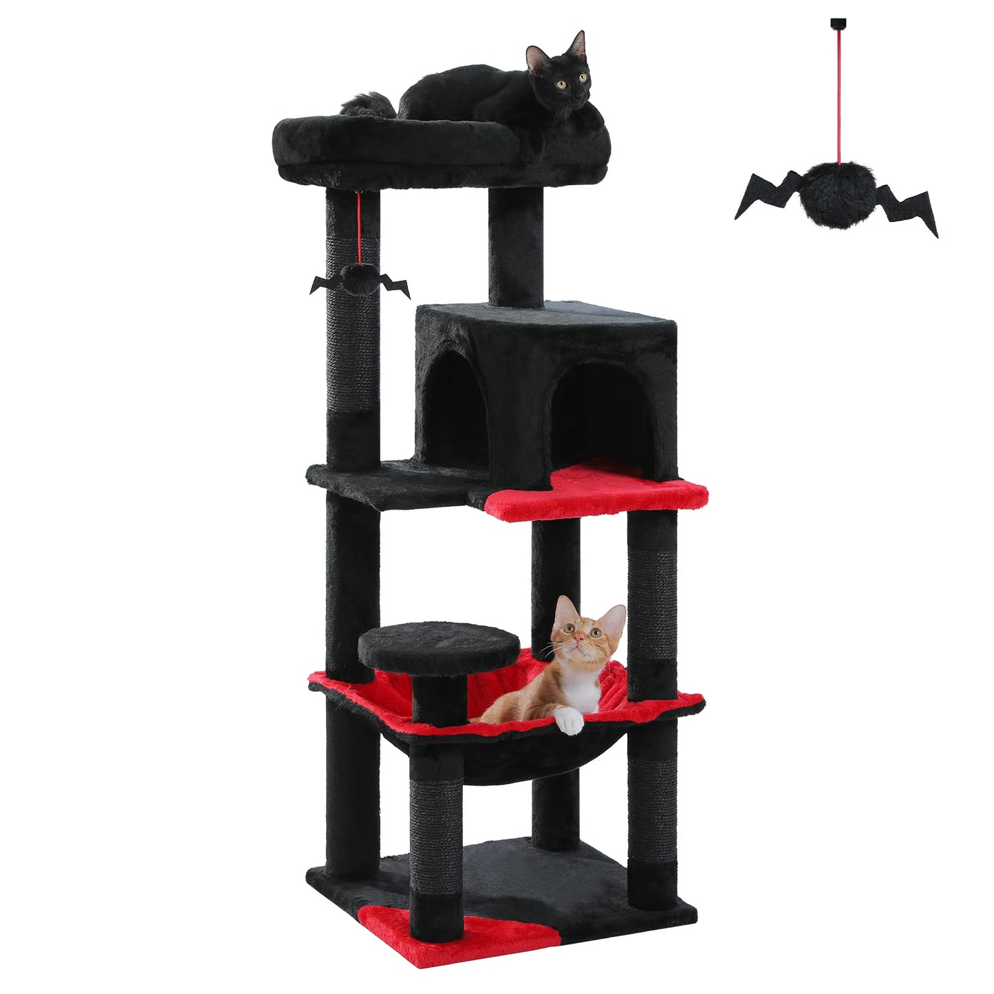 4-Tier Gothic Cat Tower with Sturdy Metal Frame, Hammock, Condo, Perch, and 4 Sisal Posts in Black