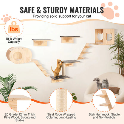 VEVOR Wall Mounted Cat Shelves And Perches with Jumping Boards.