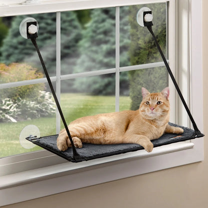 EZ Mount Window Cat Bed Single Level Perch 12x23in Suction