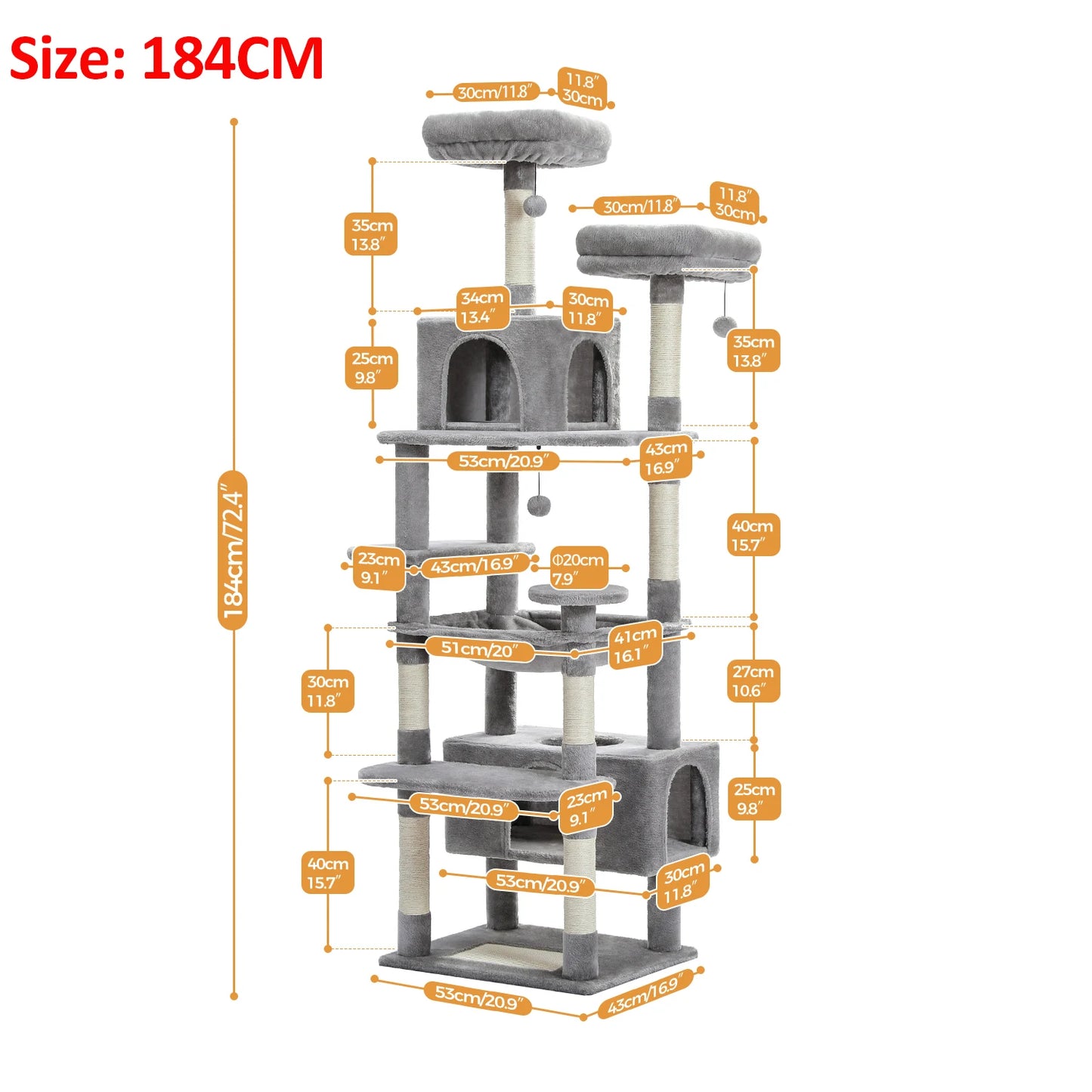 Large Cat Tree and Tower for Indoor Cats With Sisal-Covered Scratching Posts