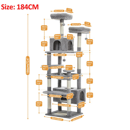 Large Cat Tree and Tower for Indoor Cats With Sisal-Covered Scratching Posts