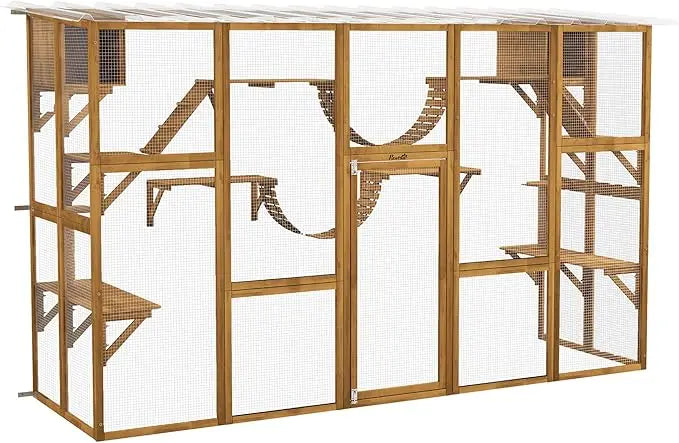 Catio Playground Cat Window Outside Enclosure, with Weather Protection Roof.