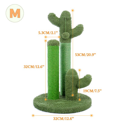 Cactus Cat Scratcher Post  Featuring 3 Scratching Poles and Interactive Dangling Ball