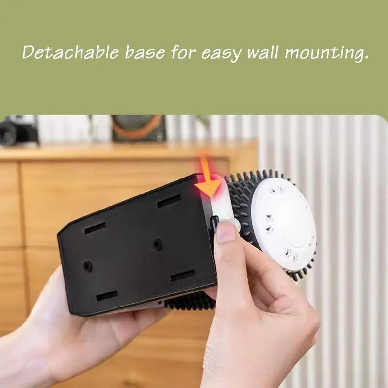 Automatic Rotating Self Grooming Massager Brush And Area To Add Cat Nip