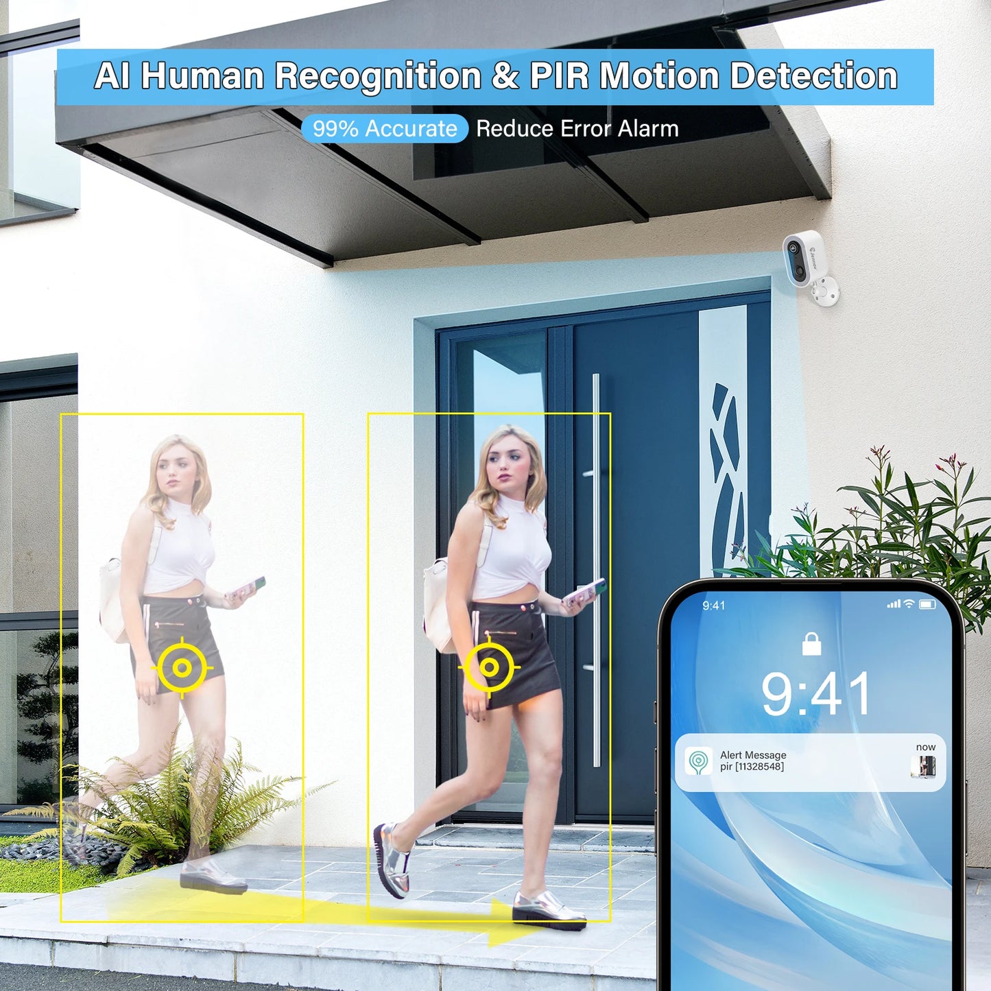 Security Outdoor Home Camera Wireless Battery Powered with Color Night Vision Two-Way Talk
