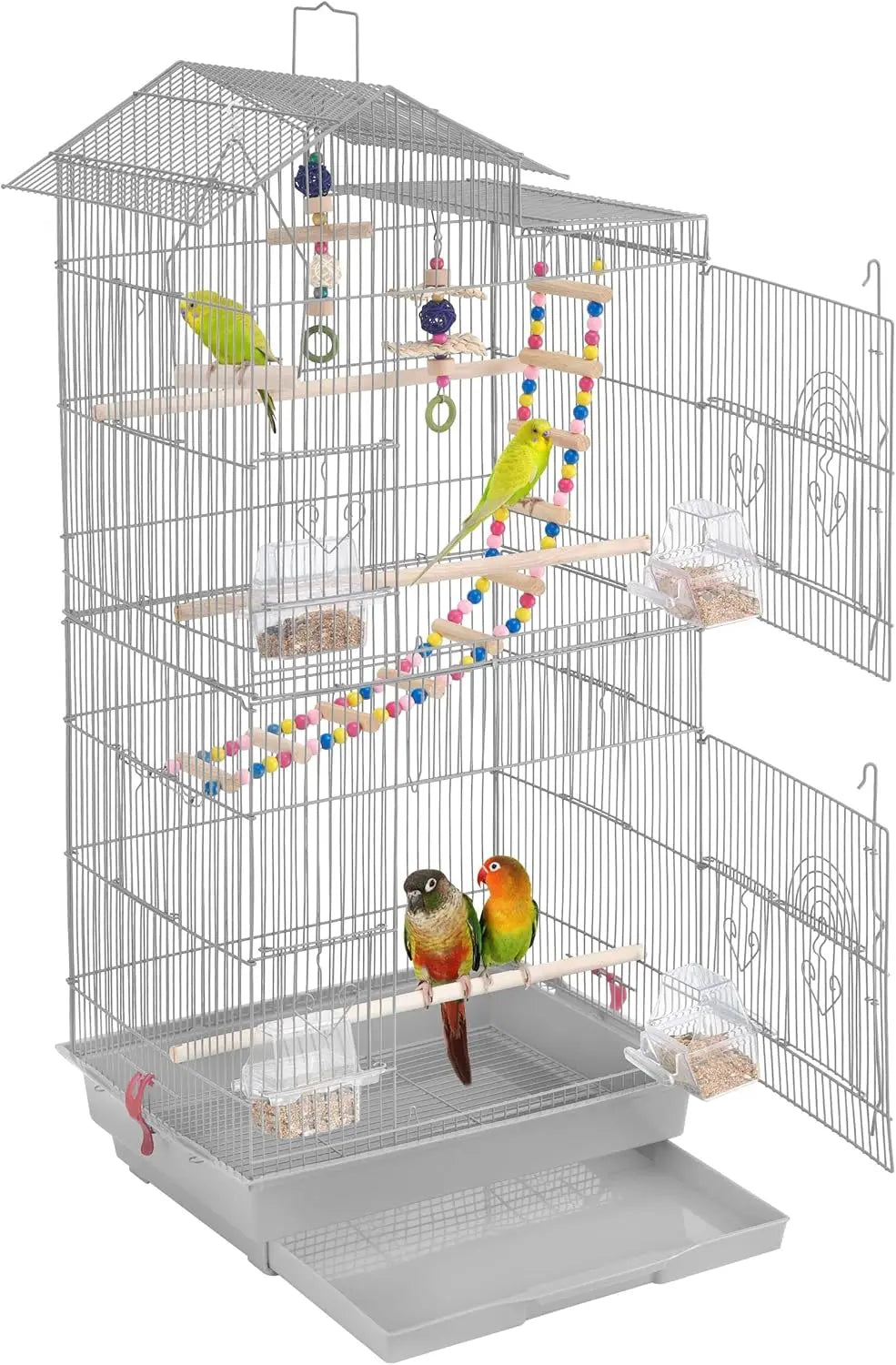 Roof Top Medium Parakeet Bird Cages for Cockatiels Conures Finches Budgies Canaries Lovebirds Parakeets