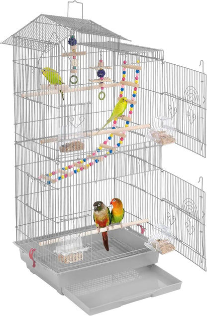Roof Top Medium Parakeet Bird Cages for Cockatiels Conures Finches Budgies Canaries Lovebirds Parakeets