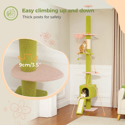 Adjustable Floor to Ceiling Cat Tree Tower 5 Tiers for Indoor Cats with Condo Scratching Post Ladders