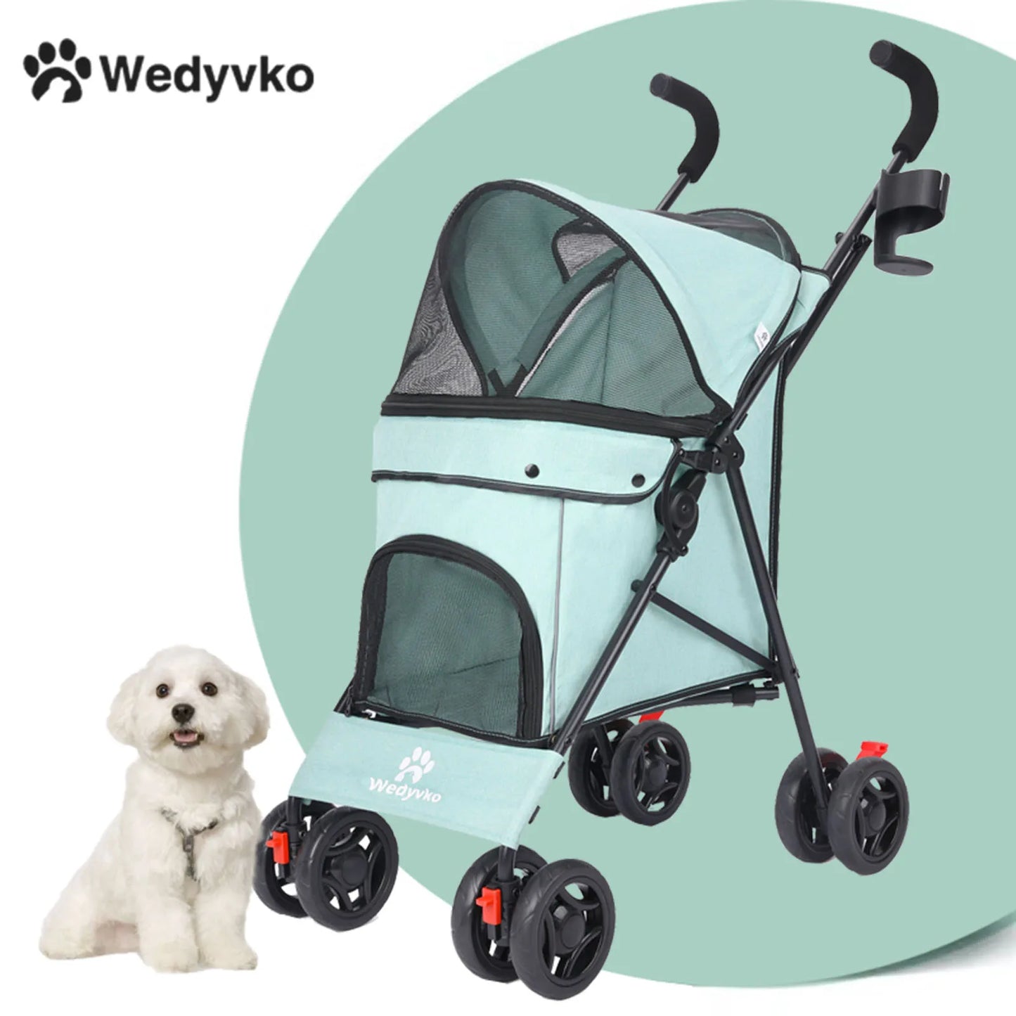 Outdoor Pet Stroller Cat Dog Travel Breathable Pet Stroller Lightweight Folding Universal Wheels Small Medium Pet Stroller