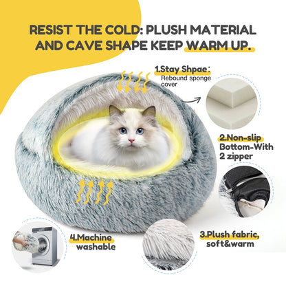 25'' Pet Bed Nest Soft Comfortable Semi-enclosed