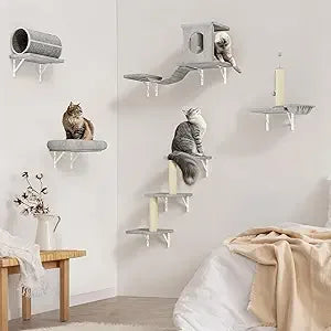 7-in-1 Wall Mounted Cat Climber Wall Playground