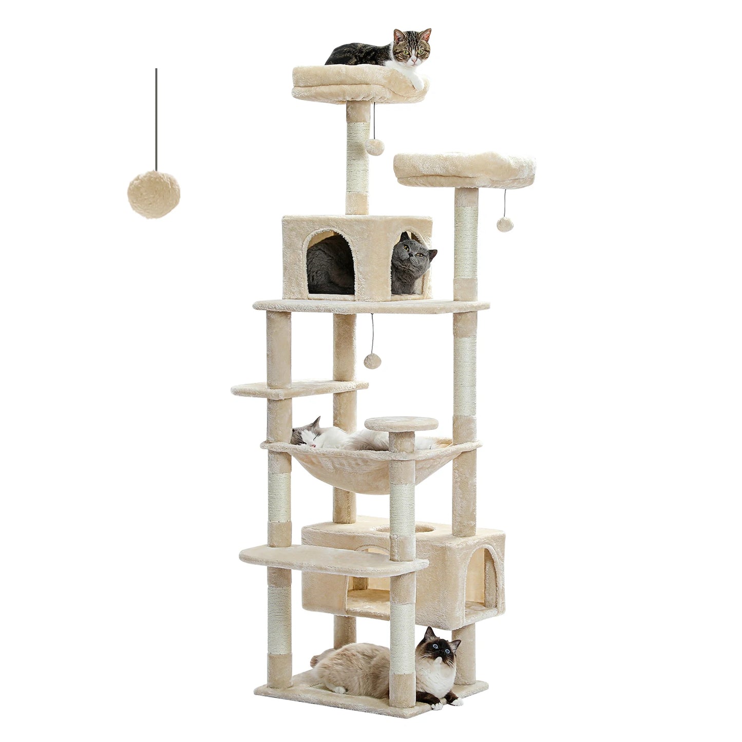 Large Cat Tree and Tower for Indoor Cats With Sisal-Covered Scratching Posts