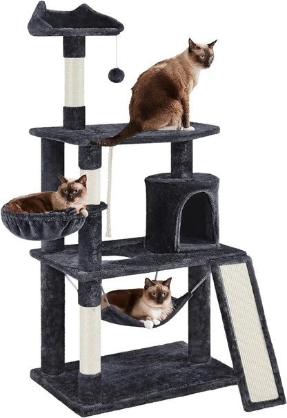 Extra Large Cat Tree Condo with Sisal-Covered Scratching Post & Plush Perch Hammock.