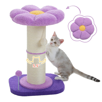 Flower Cat Scratching Post with Removable Flower Cat Bed, Spring Ball