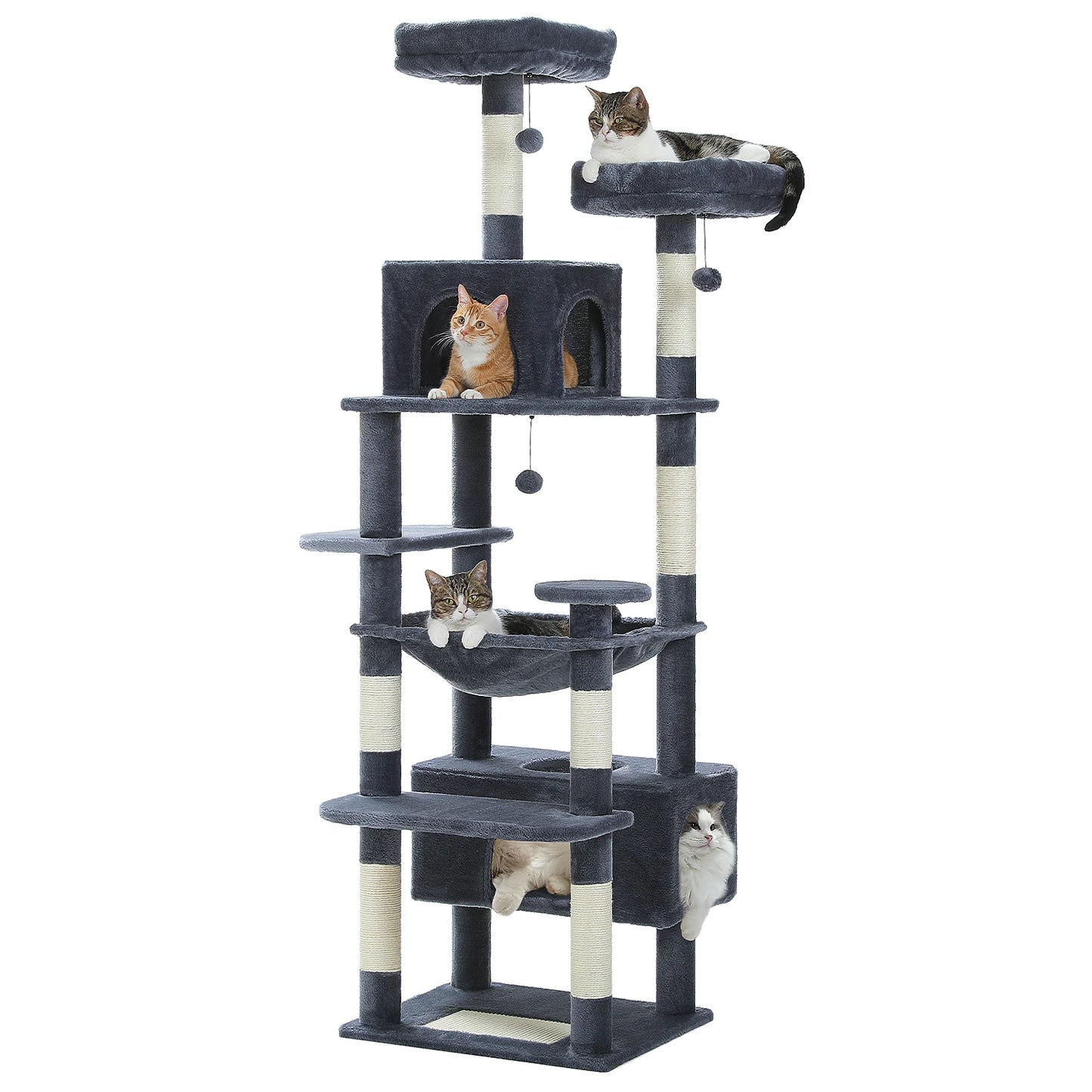 Large Cat Tree and Tower for Indoor Cats With Sisal-Covered Scratching Posts