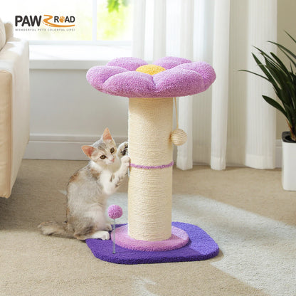 Flower Cat Scratching Post with Removable Flower Cat Bed, Spring Ball