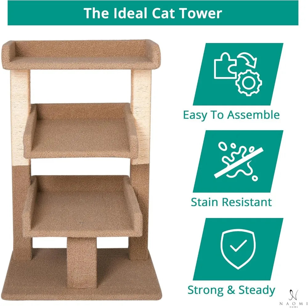 Nala 3 Tier Cat condo for Large Cats with Scratching Post
