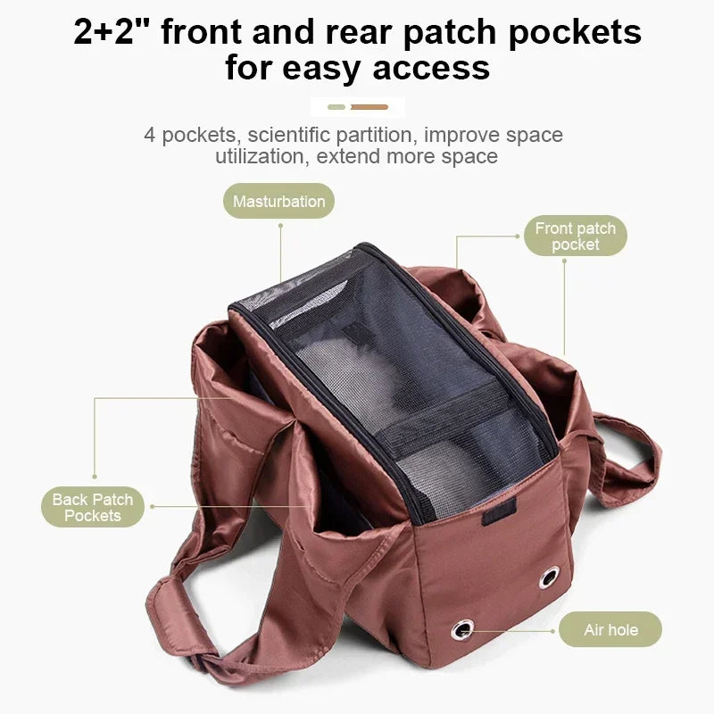 Folding Pet Bag For Cats or Dog Breathable Waterproof Shoulder Bag