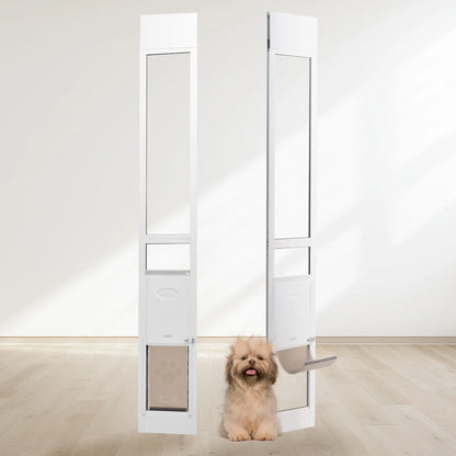 Sliding Glass Door Adjustable Height Doggy Door Aluminum Frame Tempered Glass Pet Door