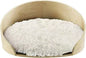Sam's Pets Kuai Small Pet Bed in Light Brown- Bent Wood - Modern Design - Curved Shape - Soft Fur for Comfort - Easy Cleaning -