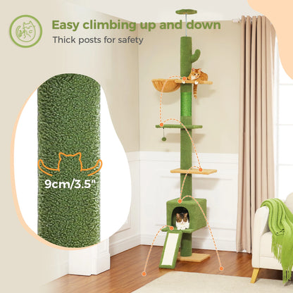 Adjustable Floor to Ceiling Cat Tree Tower 5 Tiers for Indoor Cats with Condo Scratching Post Ladders
