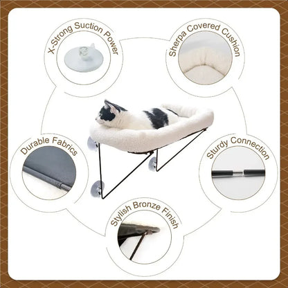 Cat Window Perch Metal ported from Below Comes with Warm Spacious Pet Bed