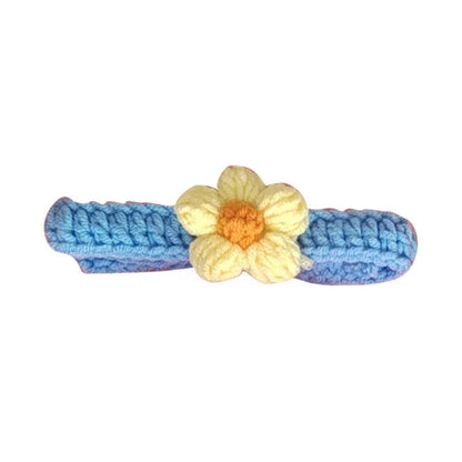 Kawaii Crochet Pet Collar, Adjustable Wool Necklace Flowers