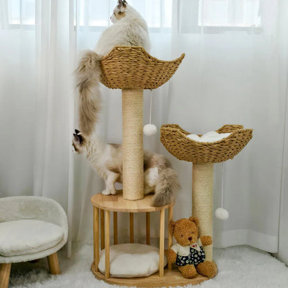 3-Tier Cat Tree Padded Plush Napping With Sisal Rope Scratching Posts