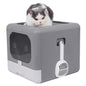 Cat Litter Box with Scoop and Tray Enclosed Foldable Top or Front Entry