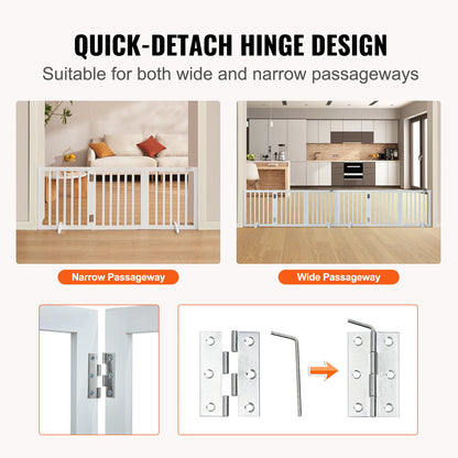 VEVOR Free Standing Pet Gate 3 Panel Foldable Gate for Narrow Passageways
