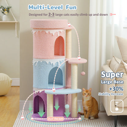 Multi-Level Cat Condo for Indoor Use with Sisal Scratching Post