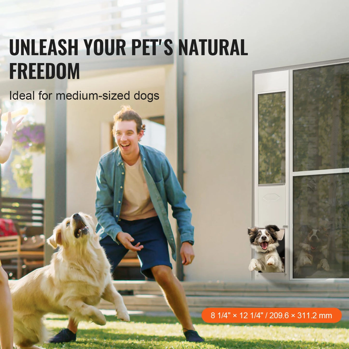 Sliding Glass Door Adjustable Height Doggy Door Aluminum Frame Tempered Glass Pet Door