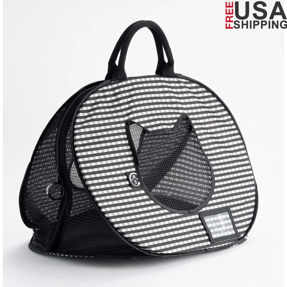 Ultralite Portable Cat Carrier Collapsible Lightweight Travel Crate Easy Clean Durable Fabric Ventilation Windows Storage