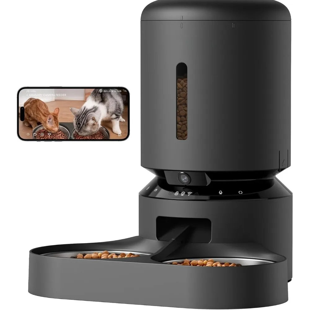 5G WiFi Pet Feeder with 2-Way Audio Sound Alerts, Automatic Feeder with Camera 1080P HD Video with Night Vision.