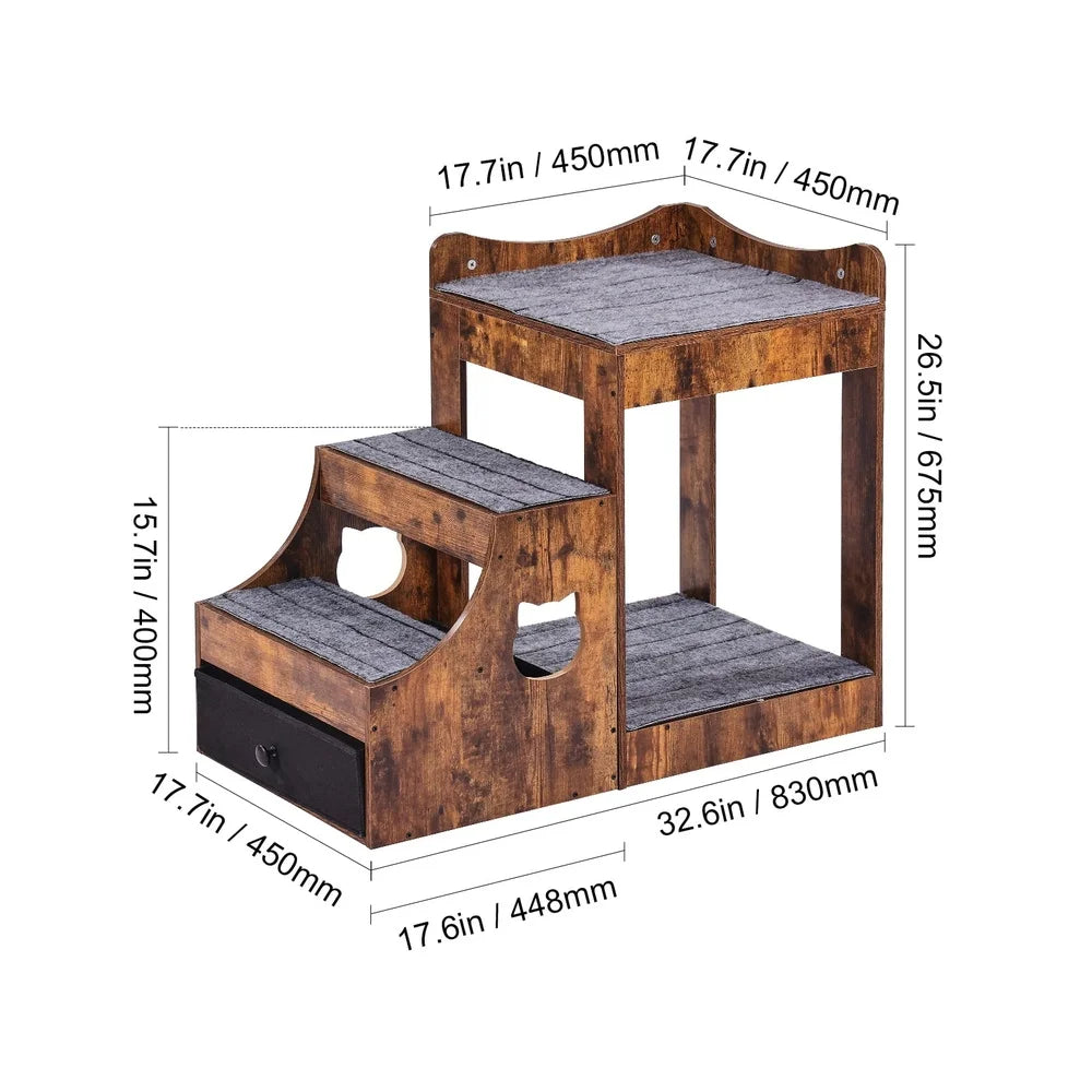 Double-Deck Pet Bed with Detachable Step for Dogs or Cats Non-Slip Design Durable Compact