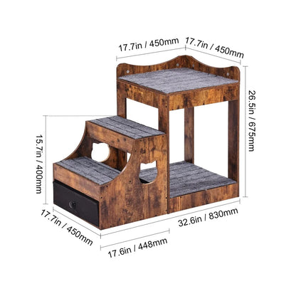 Double-Deck Pet Bed with Detachable Step for Dogs or Cats Non-Slip Design Durable Compact