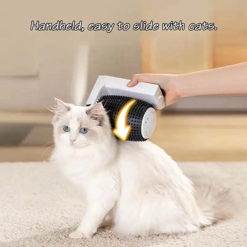 Automatic Rotating Self Grooming Massager Brush And Area To Add Cat Nip
