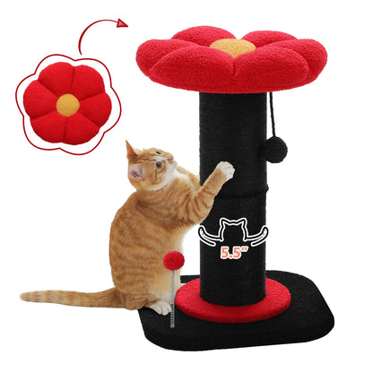 Flower Cat Scratching Post with Removable Flower Cat Bed, Spring Ball