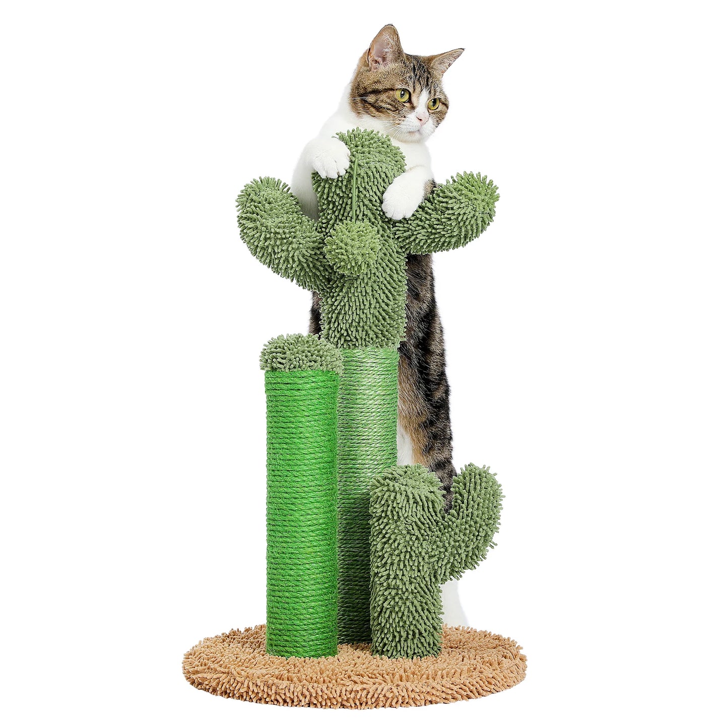 Cactus Cat Scratcher Post  Featuring 3 Scratching Poles and Interactive Dangling Ball