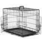 Double Door Folding Metal Dog Cage with Plastic Leak-Proof Pan