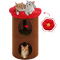 Double-Deck Cat House with Cozy Large Condo, Spacious Cat Bed with Luxury Flower Perch, Pompom Ball