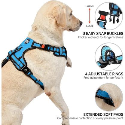 Reflective No Pull Dog Harness with Leash Adjustable Vest Easy Control Handle For Small and Medium Dogs