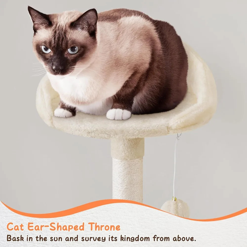 Extra Large Cat Tree Condo with Sisal-Covered Scratching Post & Plush Perch Hammock.