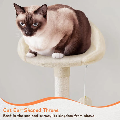 Extra Large Cat Tree Condo with Sisal-Covered Scratching Post & Plush Perch Hammock.