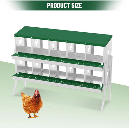 Chicken Nesting Box with Bracket Legs 6/8/10 Compartment Metal Chicken Laying Boxes for Chicken Coop Hens