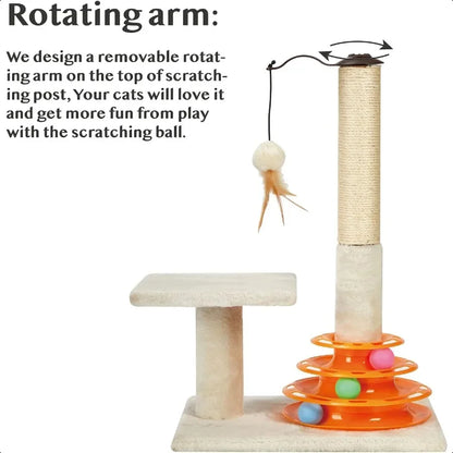 Cat Scratching Post  with Tracks with Toy Balls for Indoor Cats