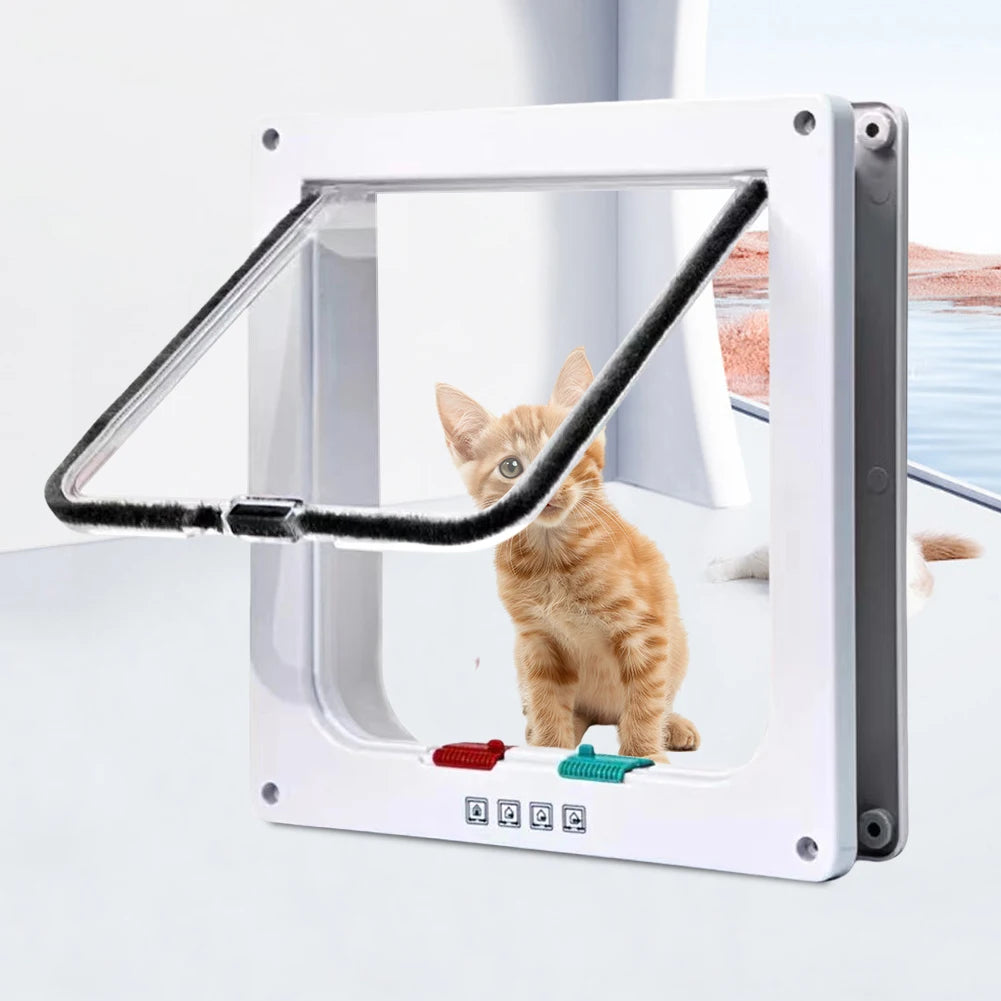 Dog Cat Flap Door Plastic In & Out  Door with 4 Way Security Lock Weatherproof