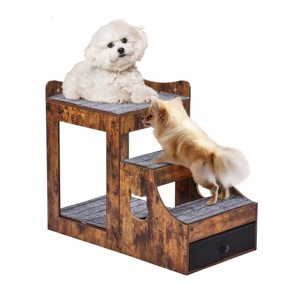 Double-Deck Pet Bed with Detachable Step for Dogs or Cats Non-Slip Design Durable Compact
